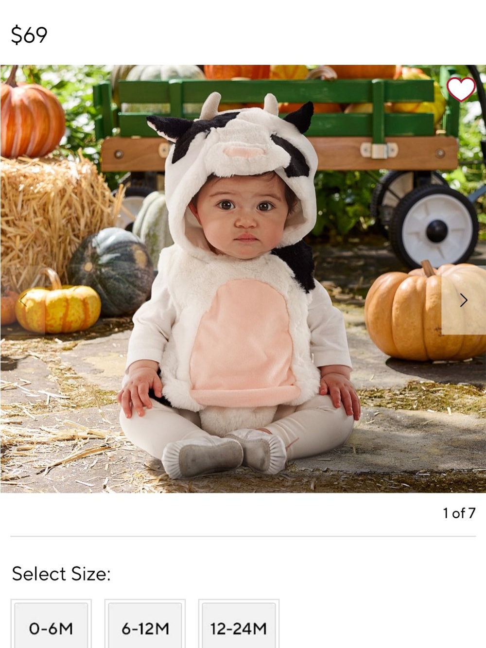 Pottery barn baby cow costume